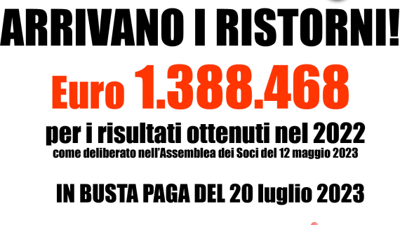 ARRIVANO I RISTORNI!